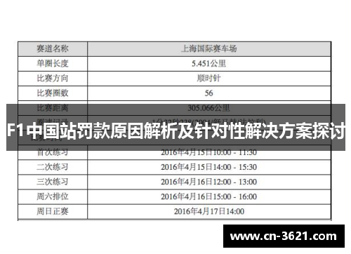 F1中国站罚款原因解析及针对性解决方案探讨