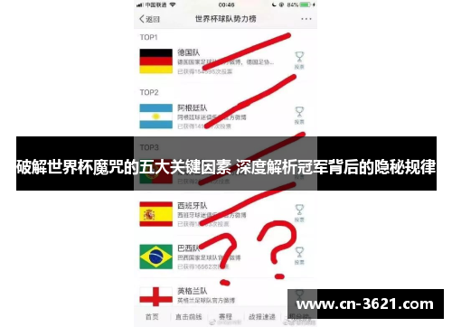 破解世界杯魔咒的五大关键因素 深度解析冠军背后的隐秘规律
